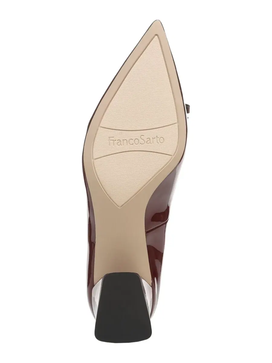 Туфли-лодочки с бантом, острый носок, каблук-блок Franco Sarto, Oxblood Faux Patent Leather — изображение 5 из 5