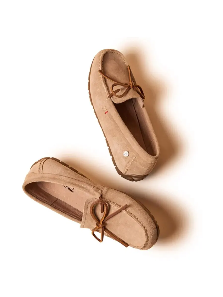 Minnetonka Женские замшевые лоферы-мокасины — изображение 2 из 7, бежевый