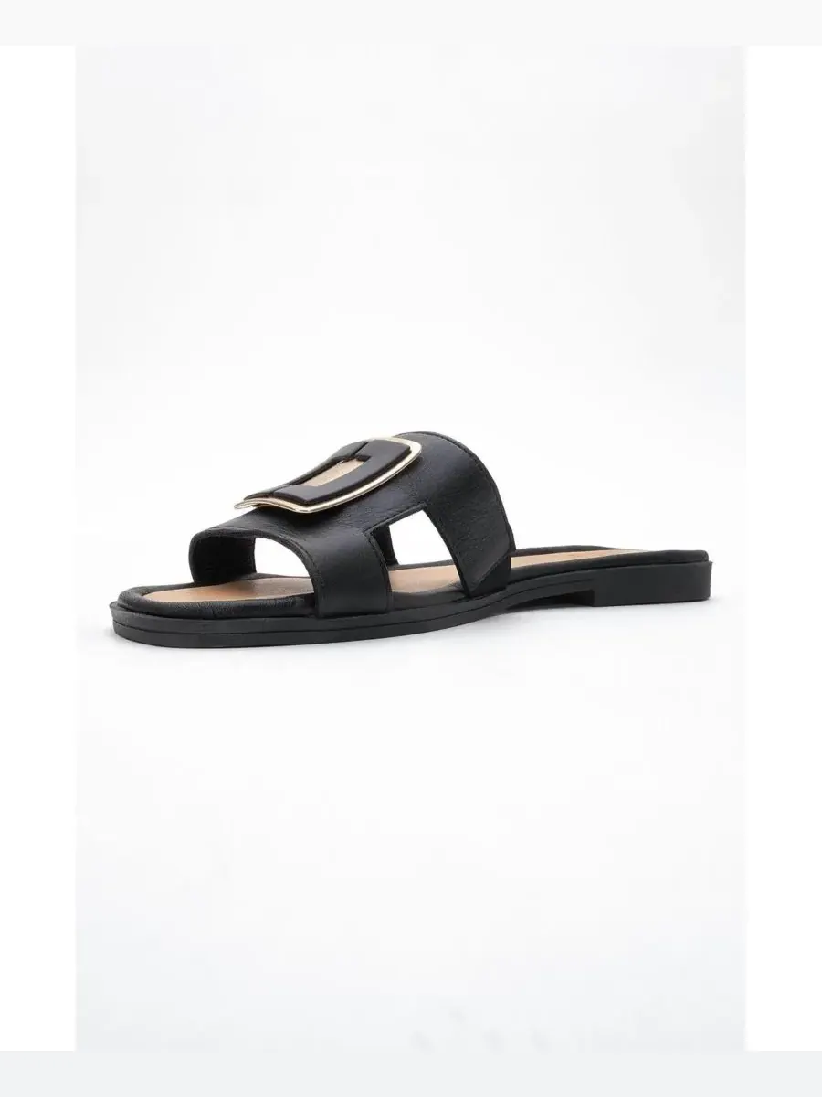 Кожаные шлепанцы MILLIE с пряжкой (женские) Forever & Always Shoes — изображение 3 из 5, черный