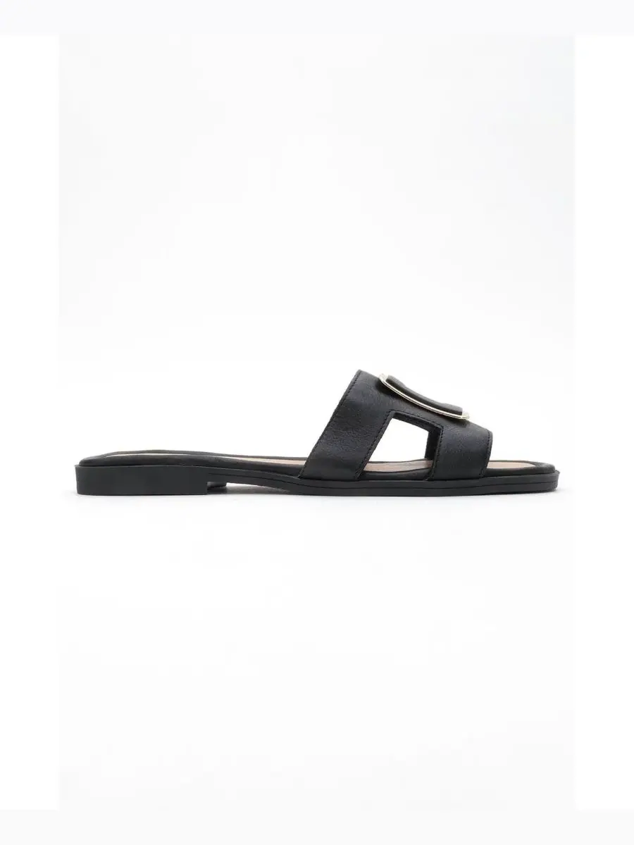 Кожаные шлепанцы MILLIE с пряжкой (женские) Forever & Always Shoes — изображение 4 из 5, черный