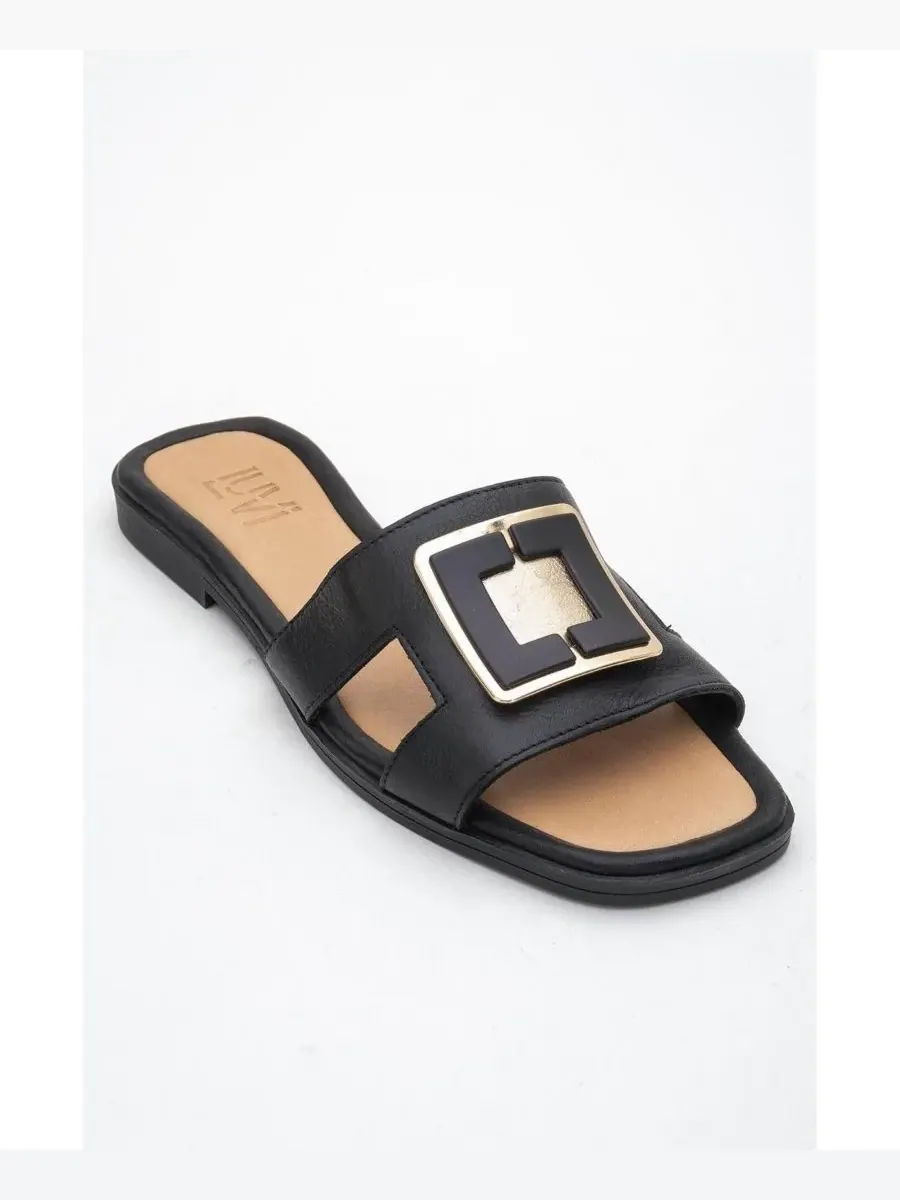 Кожаные шлепанцы MILLIE с пряжкой (женские) Forever & Always Shoes — изображение 5 из 5, черный