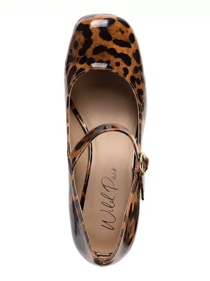 Женские туфли-лодочки Vaneciaa Mary Jane Square Toe Wild Pair — изображение 4 из 5, леопардовый