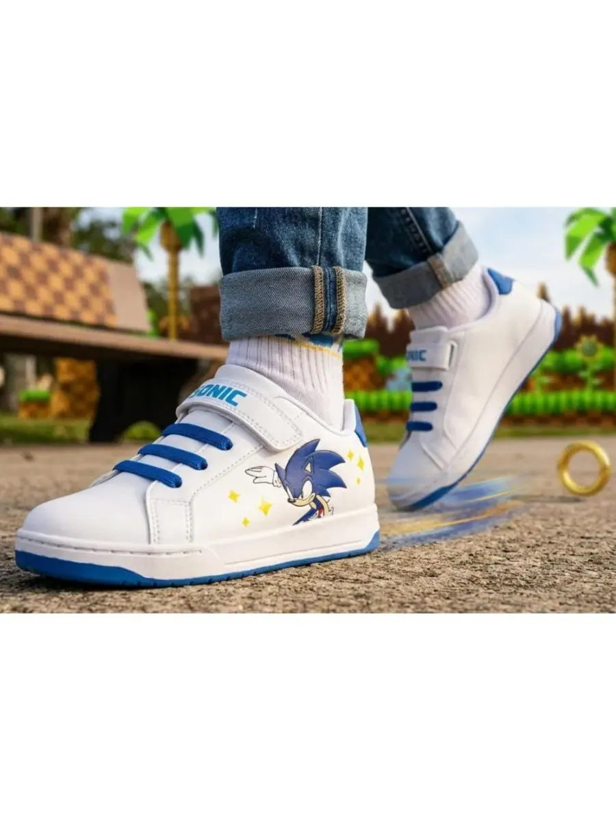 Кроссовки с принтом Sonic The Hedgehog — изображение 8 из 8, белый синий