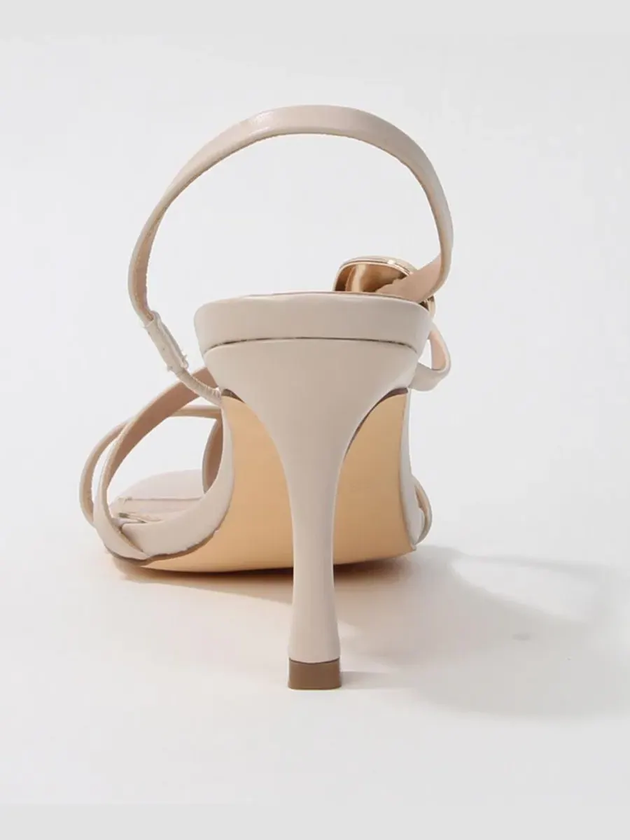 Женские босоножки с ремешком на каблуке Hebe Gold-Tone Nugged Slingback Dress Sandals BERNESS — изображение 3 из 5, бежевый