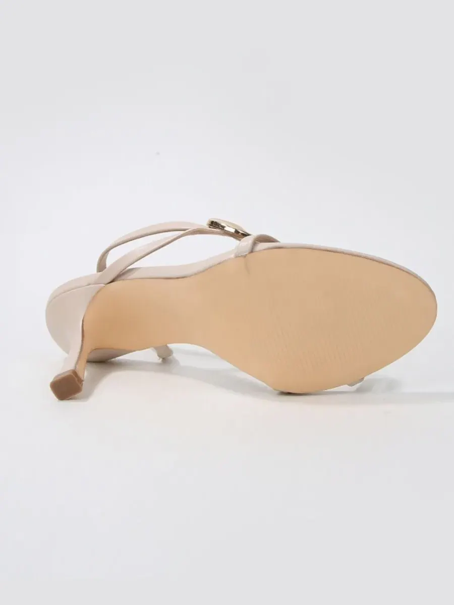 Женские босоножки с ремешком на каблуке Hebe Gold-Tone Nugged Slingback Dress Sandals BERNESS — изображение 5 из 5, бежевый