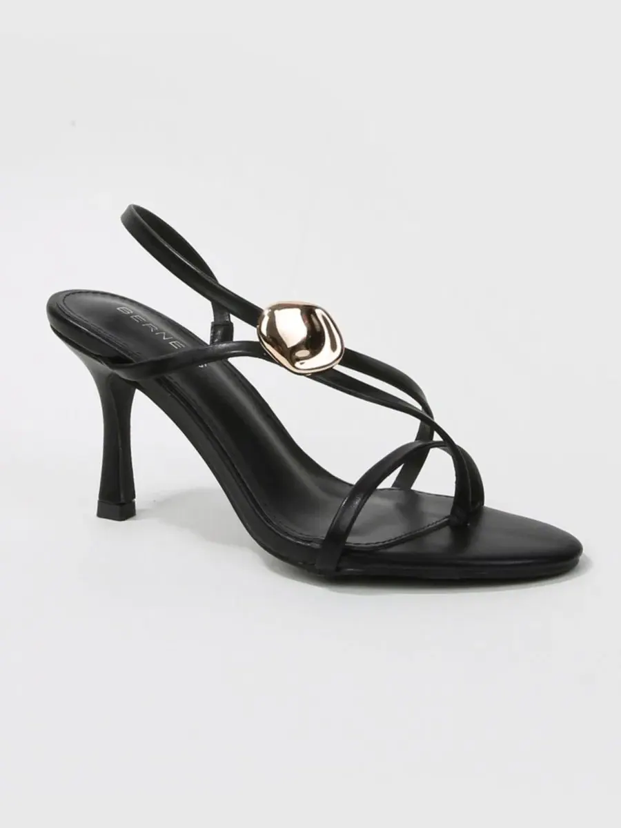 Сандалии-лодочки с ремешком на каблуке-шпильке Hebe Gold-Tone Nugged Slingback Dress BERNESS
