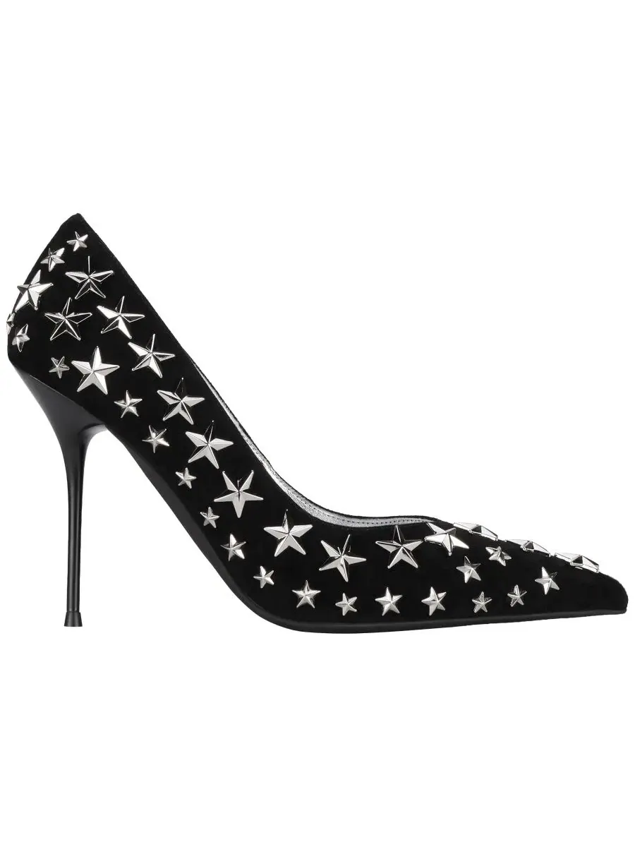 Туфли-лодочки с принтом звезд на каблуке-шпильке Jeffrey Campbell — изображение 2 из 5, черный/серебристый