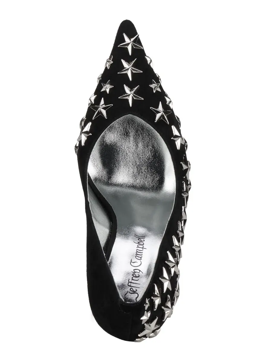Туфли-лодочки с принтом звезд на каблуке-шпильке Jeffrey Campbell — изображение 4 из 5, черный/серебристый