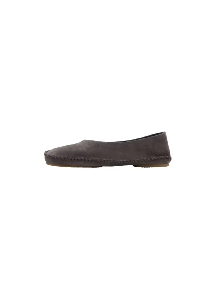 Женские туфли с декоративной строчкой, модель Stitching Detail Split Leather MANGO — изображение 5 из 7, серый