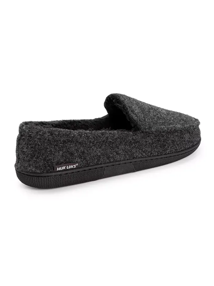 Мужские мокасины-тапочки из искусственной шерсти MUK LUKS — изображение 2 из 6, черный