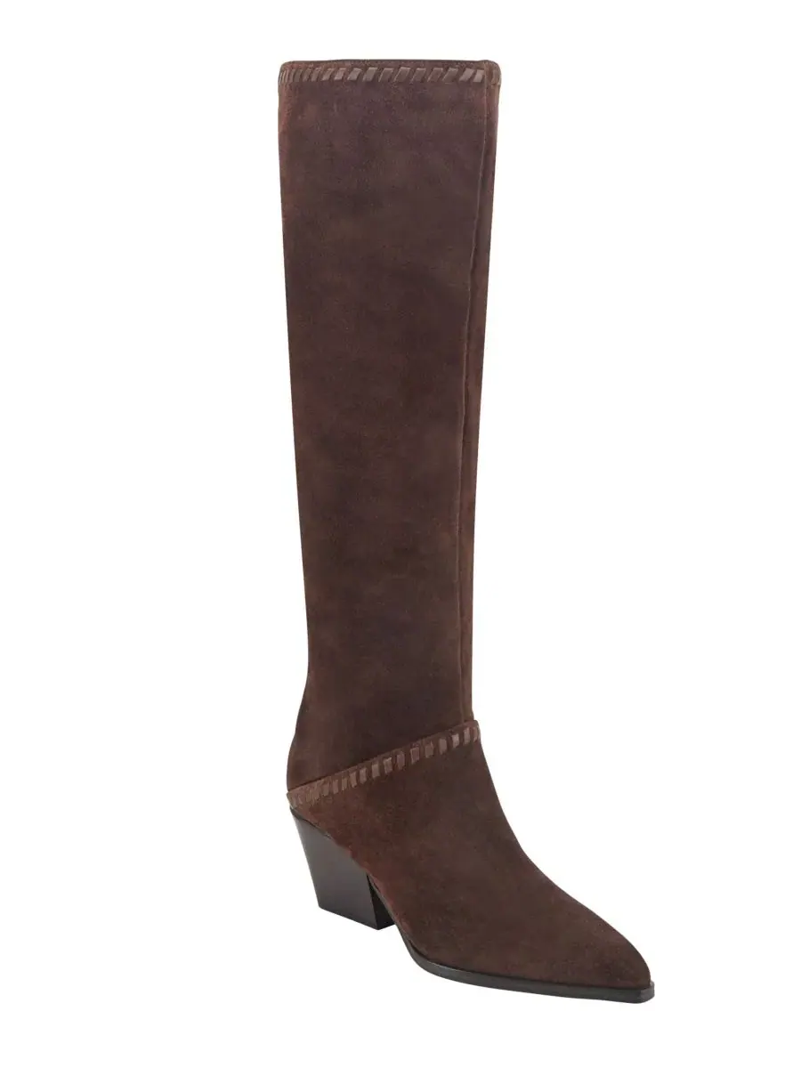 Ботинки женские на высоком каблуке Tayla Suede Whipstitch Tall Block Heel Marc Fisher LTD — изображение 1 из 5