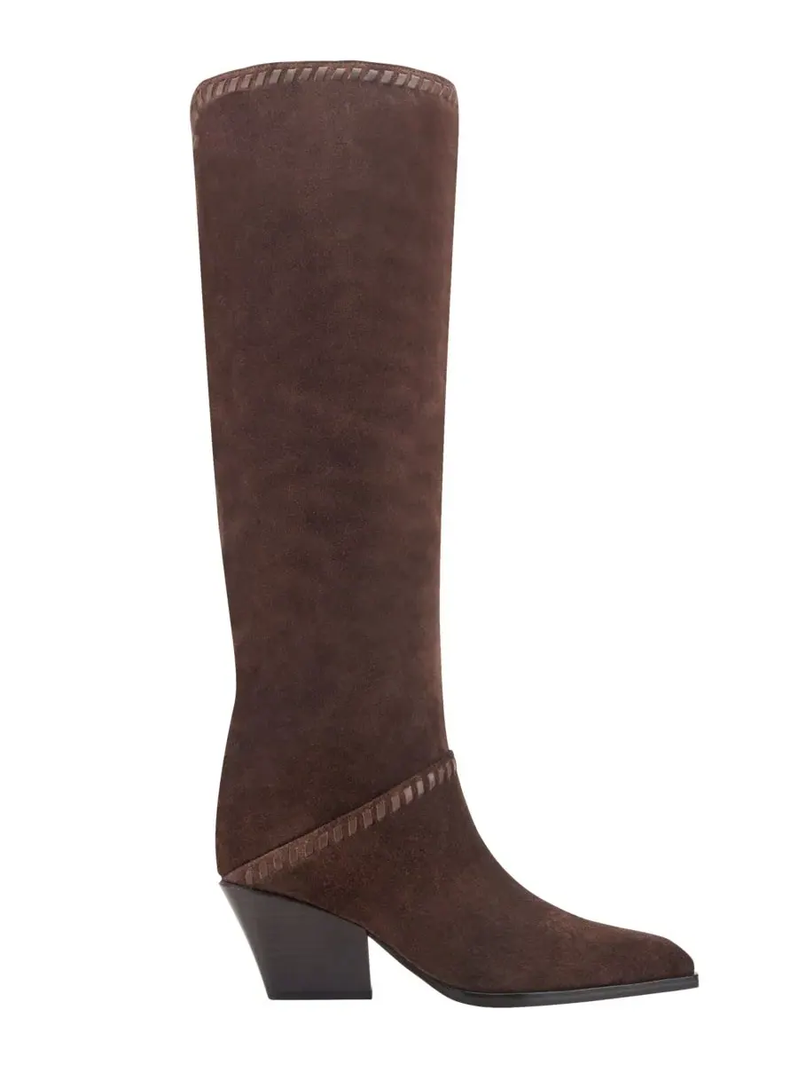 Ботинки женские на высоком каблуке Tayla Suede Whipstitch Tall Block Heel Marc Fisher LTD — изображение 2 из 5