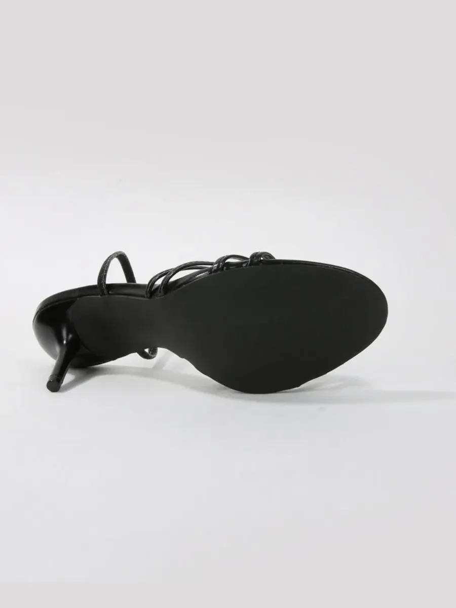 Босоножки на каблуке-рюмочке с переплетением, модель Heidy BERNESS — изображение 5 из 6, черный