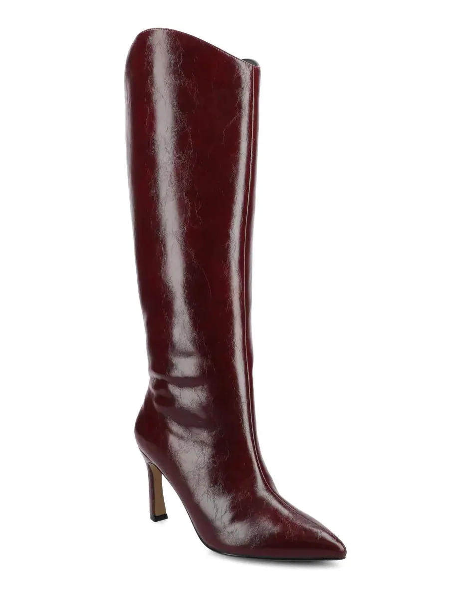 Женские высокие сапоги-ботфорты Rehela с острым носком на шпильке Journee Collection, Oxblood Patent