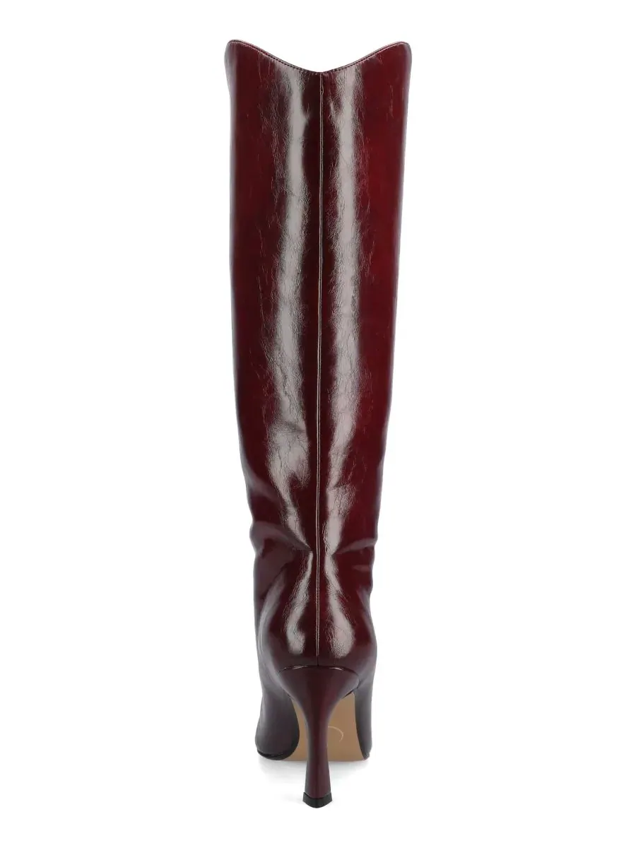 Женские высокие сапоги-ботфорты Rehela с острым носком на шпильке Journee Collection, Oxblood Patent — изображение 5 из 10