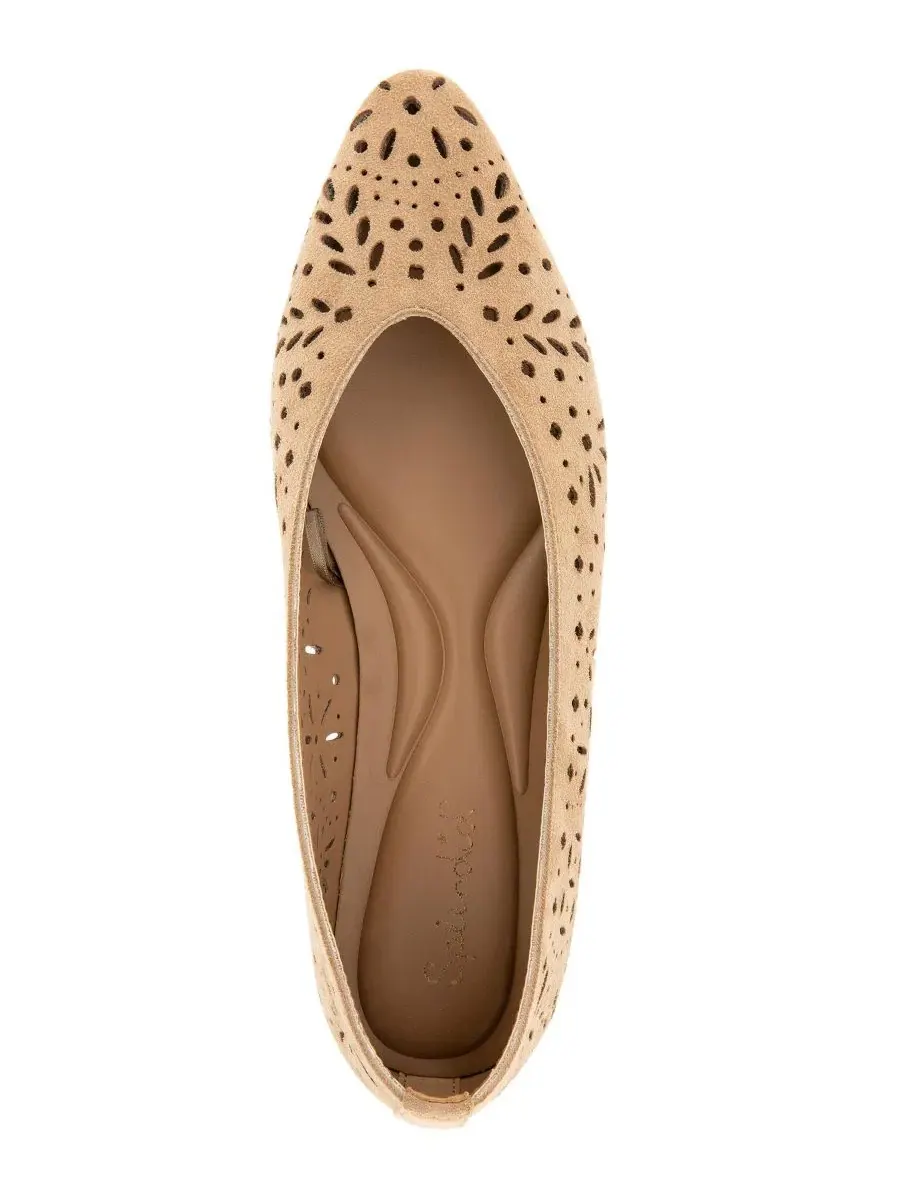 Балетки Latouche Perforated Pointed Toe из натуральной кожи Splendid — изображение 4 из 5, бежевый