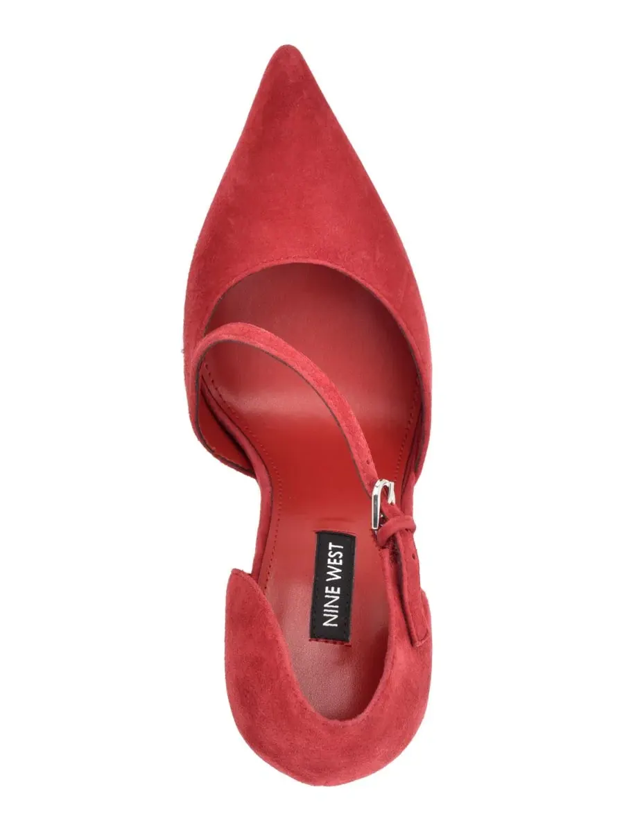 Туфли-лодочки на каблуке с асимметричными ремешками Candela Nine West — изображение 4 из 5, красный