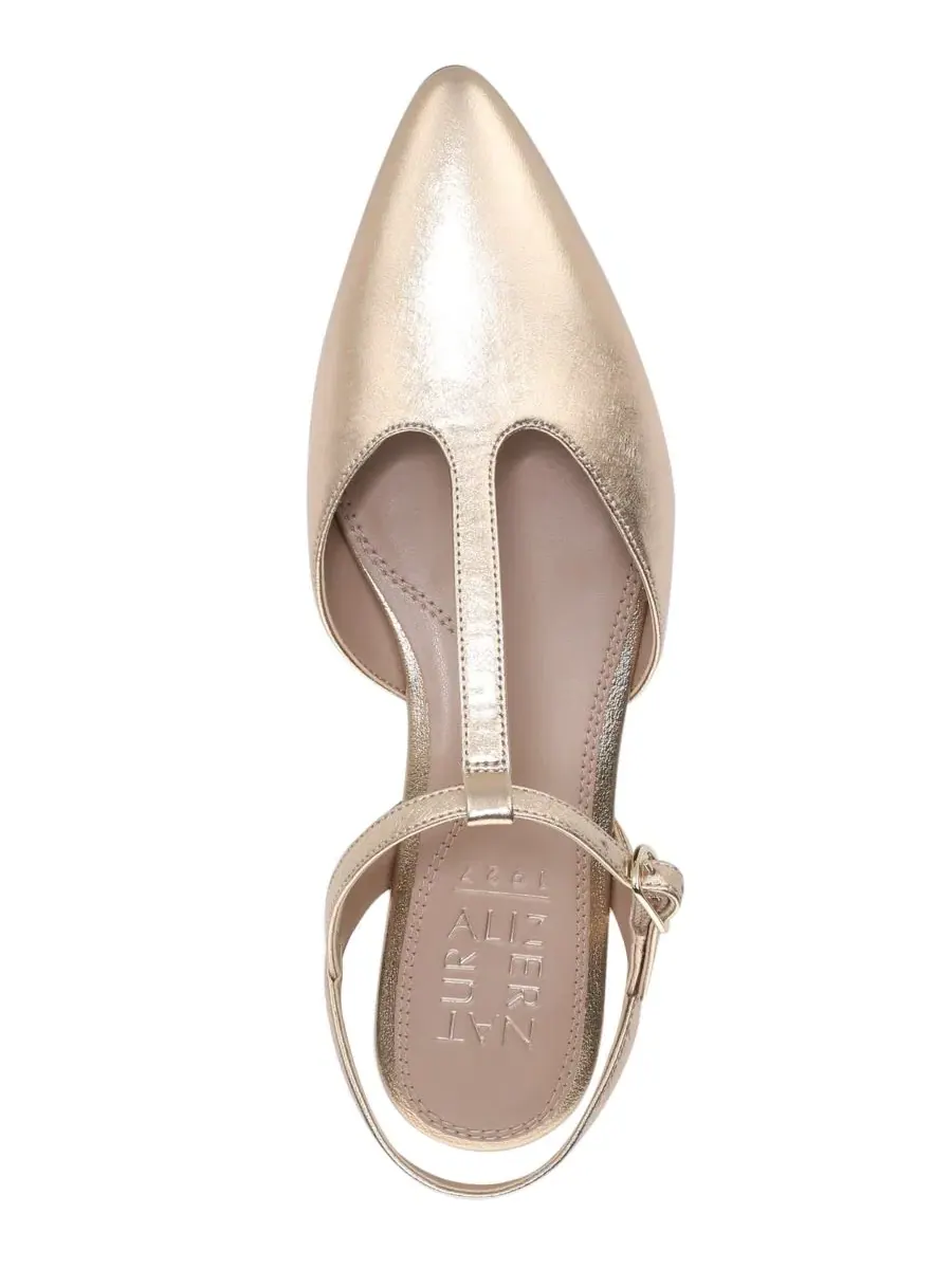 Женские туфли-лодочки с ремешком Harlie Strappy Flats Naturalizer, Champagne Metallic Leather — изображение 4 из 5