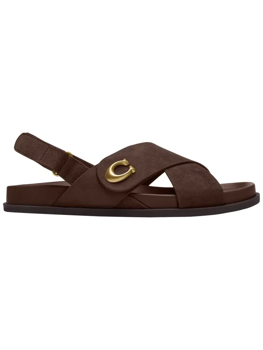 Сандалии с перекрестными ремешками Sculpted C Criss Cross COACH — изображение 2 из 5, шоколадный