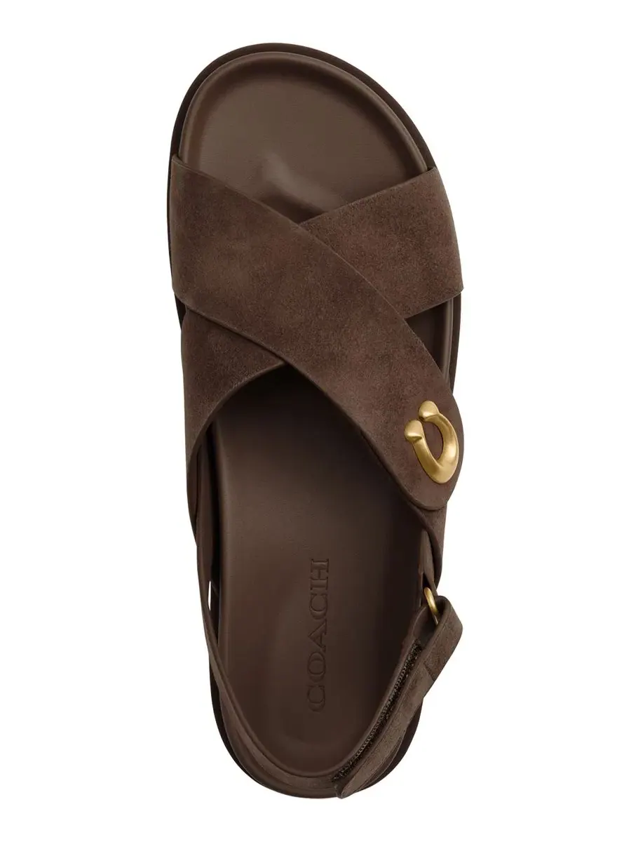Сандалии с перекрестными ремешками Sculpted C Criss Cross COACH — изображение 4 из 5, шоколадный