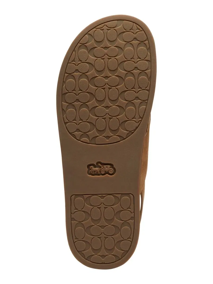 Сандалии женские на плоском ходу, с перекрестным ремешком, бренд COACH, Coconut Suede — изображение 5 из 5