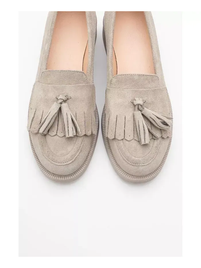 Милли Лоферы с кожаными кисточками Forever & Always Shoes — изображение 2 из 4, бежевый