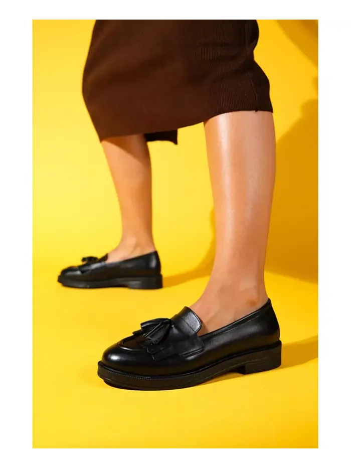 Милли Лоферы с кожаными кисточками Forever & Always Shoes — изображение 2 из 4, черный