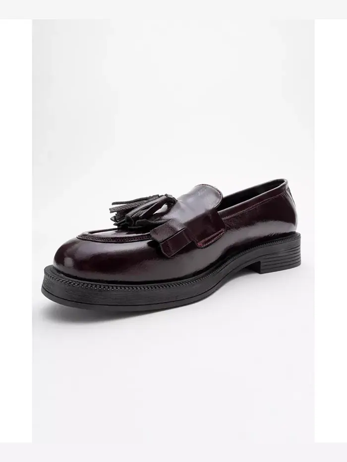 Милли Лоферы с кожаными кисточками Forever & Always Shoes — изображение 3 из 4, бордовый