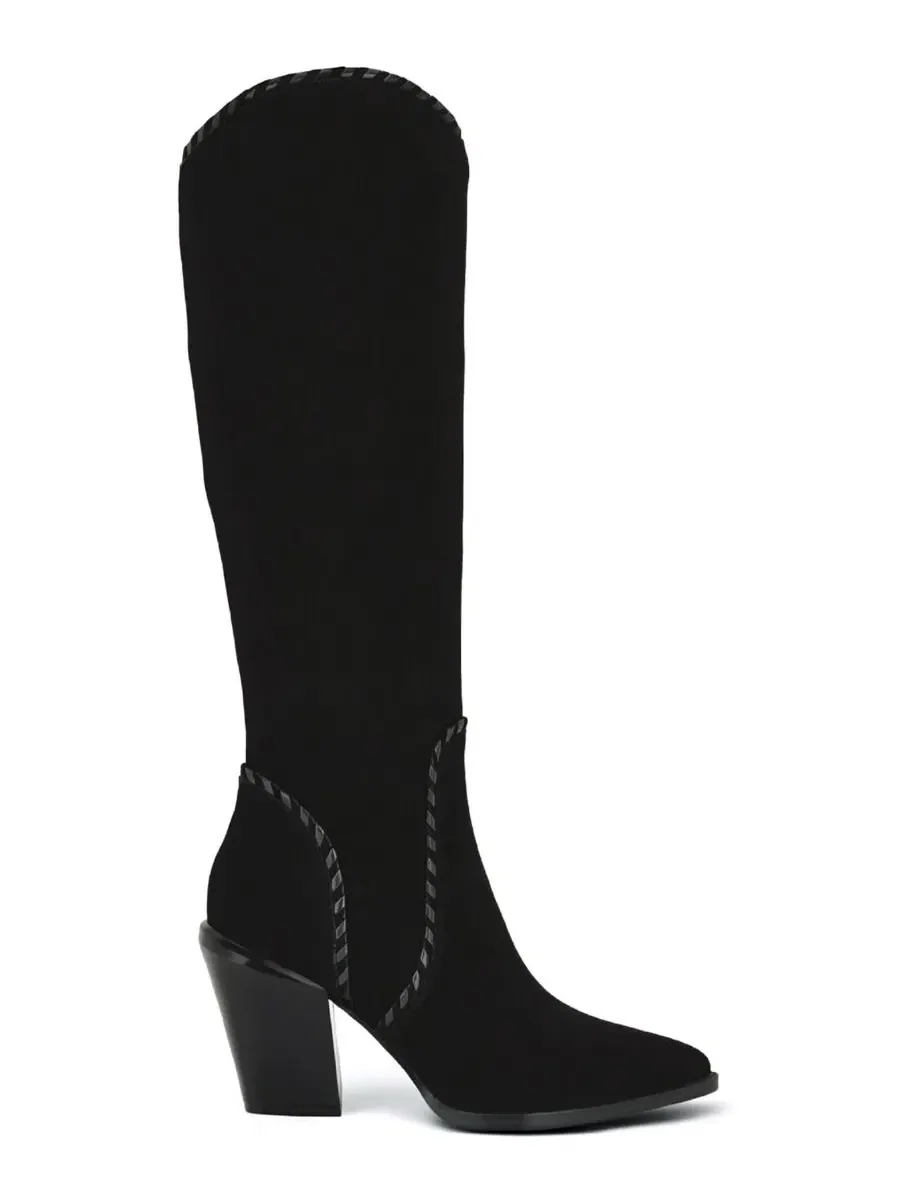 Ботинки высокие с кнутом и каблуком-блок, модель Rosco Nine West — изображение 2 из 5, черный