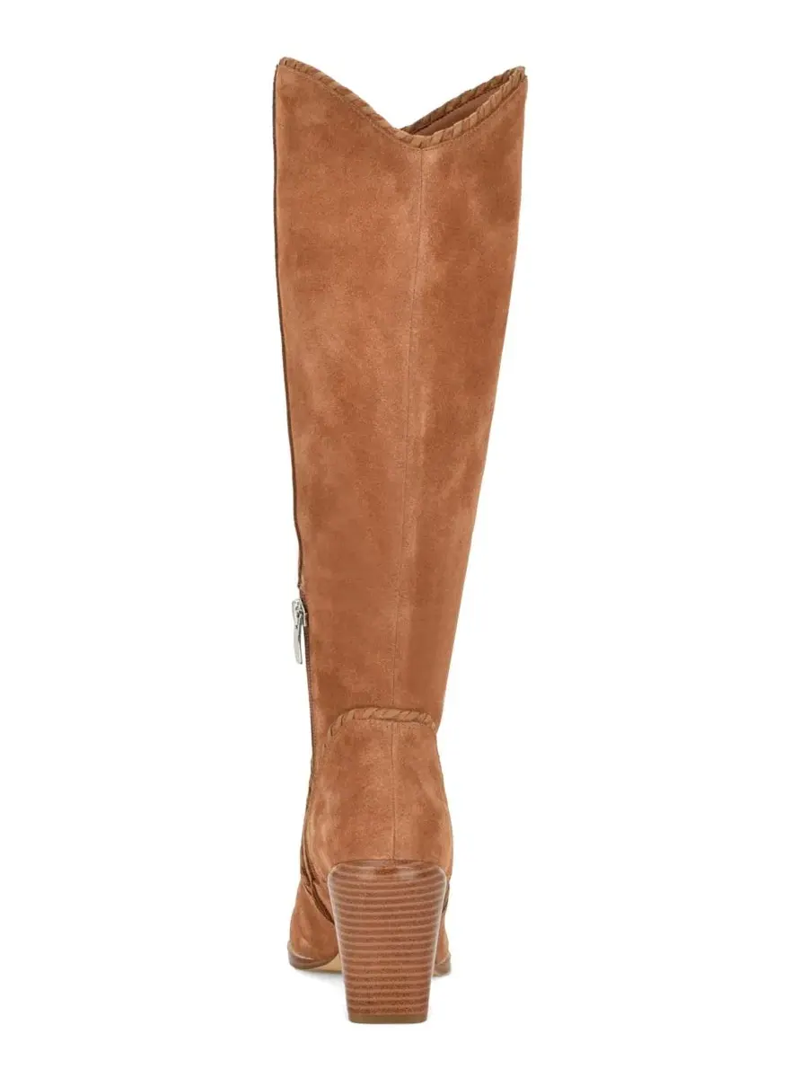 Ботинки высокие с декоративной строчкой Rosco Nine West, Dark Natural Suede — изображение 3 из 5