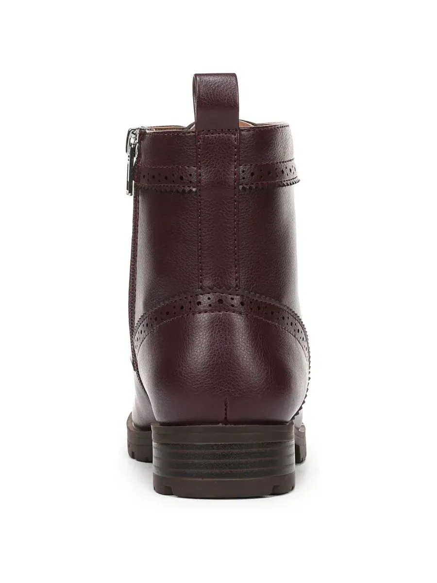 Ботинки женские с блок-каблуком Lena Zip Lace-Up LifeStride, Chocolate Plum Faux Leather — изображение 3 из 5
