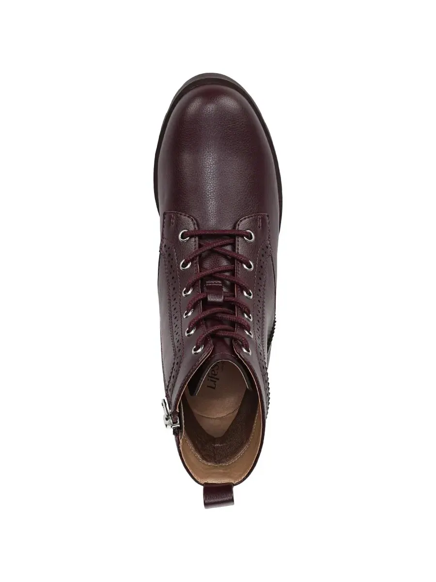 Ботинки женские с блок-каблуком Lena Zip Lace-Up LifeStride, Chocolate Plum Faux Leather — изображение 4 из 5