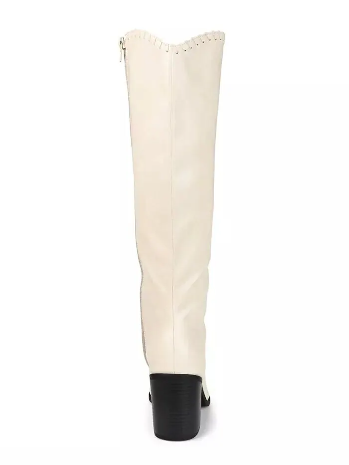 Женские ковбойские сапоги Daria Wide Calf до колена Journee Collection — изображение 3 из 9, кость
