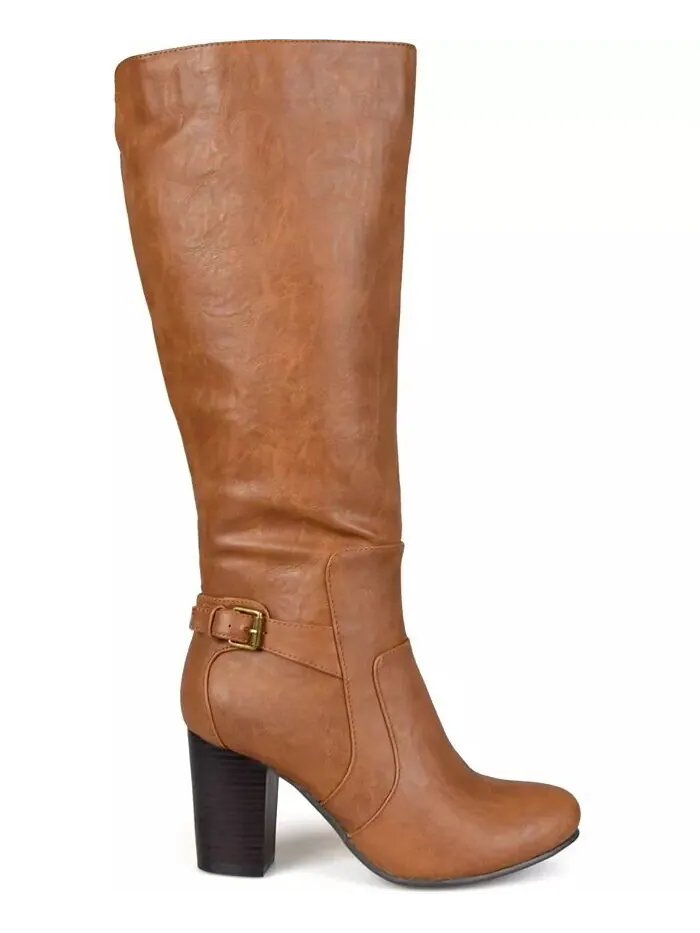 Женские сапоги Carver Block Heel до колена Journee Collection — изображение 5 из 6, бежевый