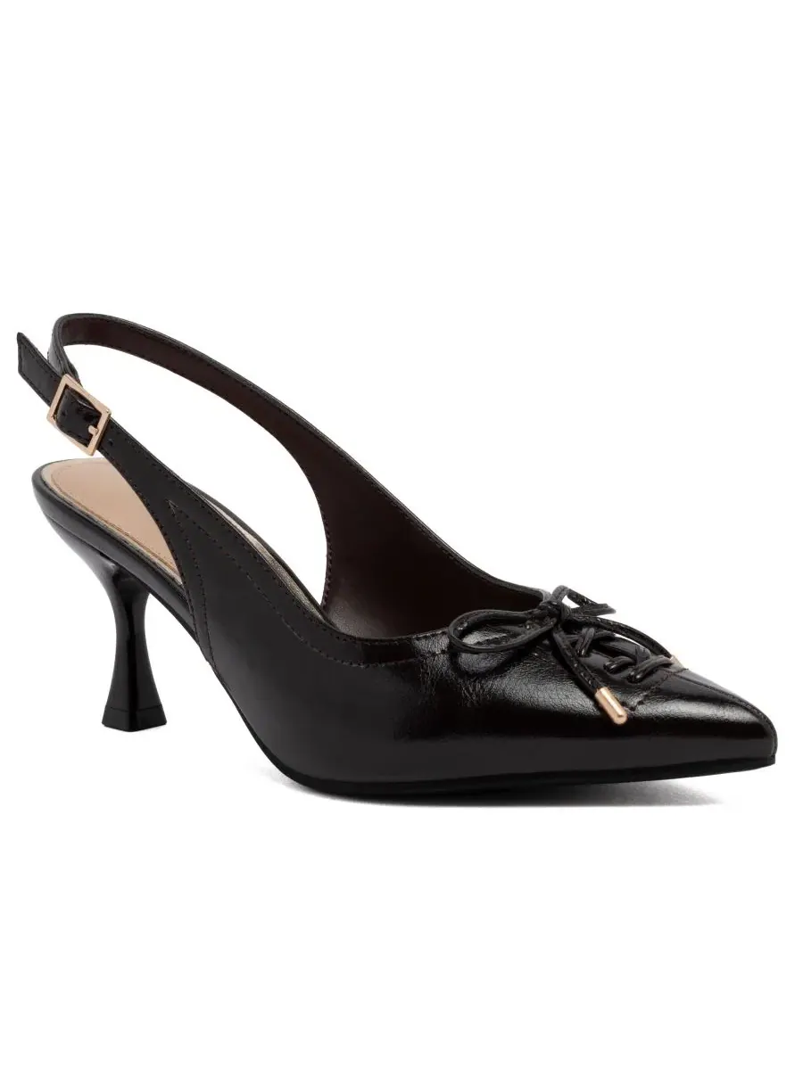 Туфли на каблуке с пряжкой Dazzy Slingback Pointed Toe Pumps Sugar — изображение 1 из 5, коричневый