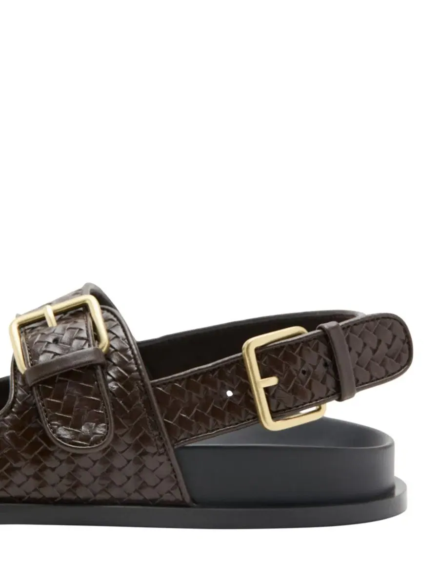 Сандалии с плетеными ремешками и пряжкой, модель Braided Buckle MANGO — изображение 2 из 4, шоколад