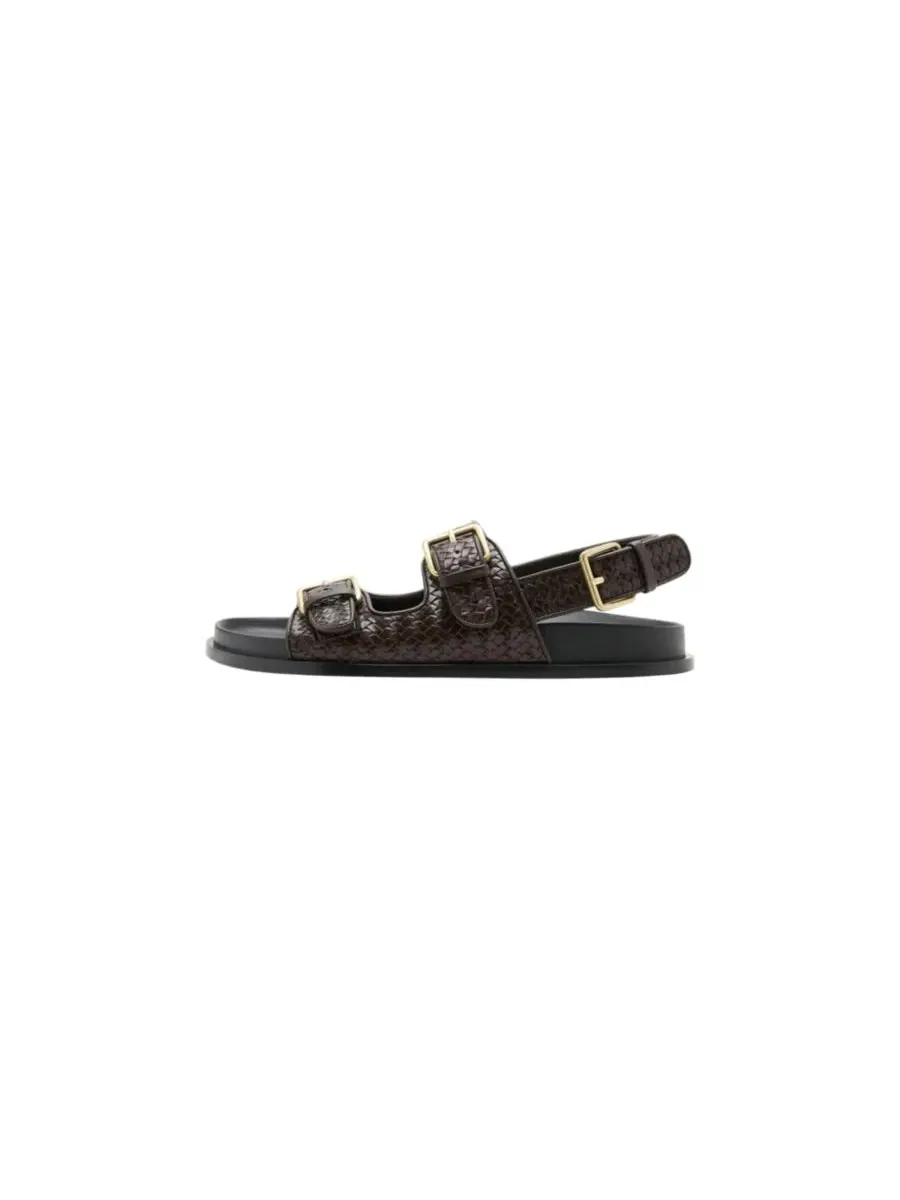 Сандалии с плетеными ремешками и пряжкой, модель Braided Buckle MANGO — изображение 3 из 4, шоколад