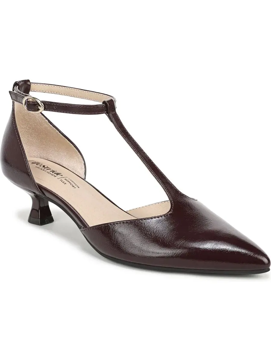 Туфли-лодочки с острым носком и низким каблуком LifeStride, Chocolate Plum Faux Patent Leather