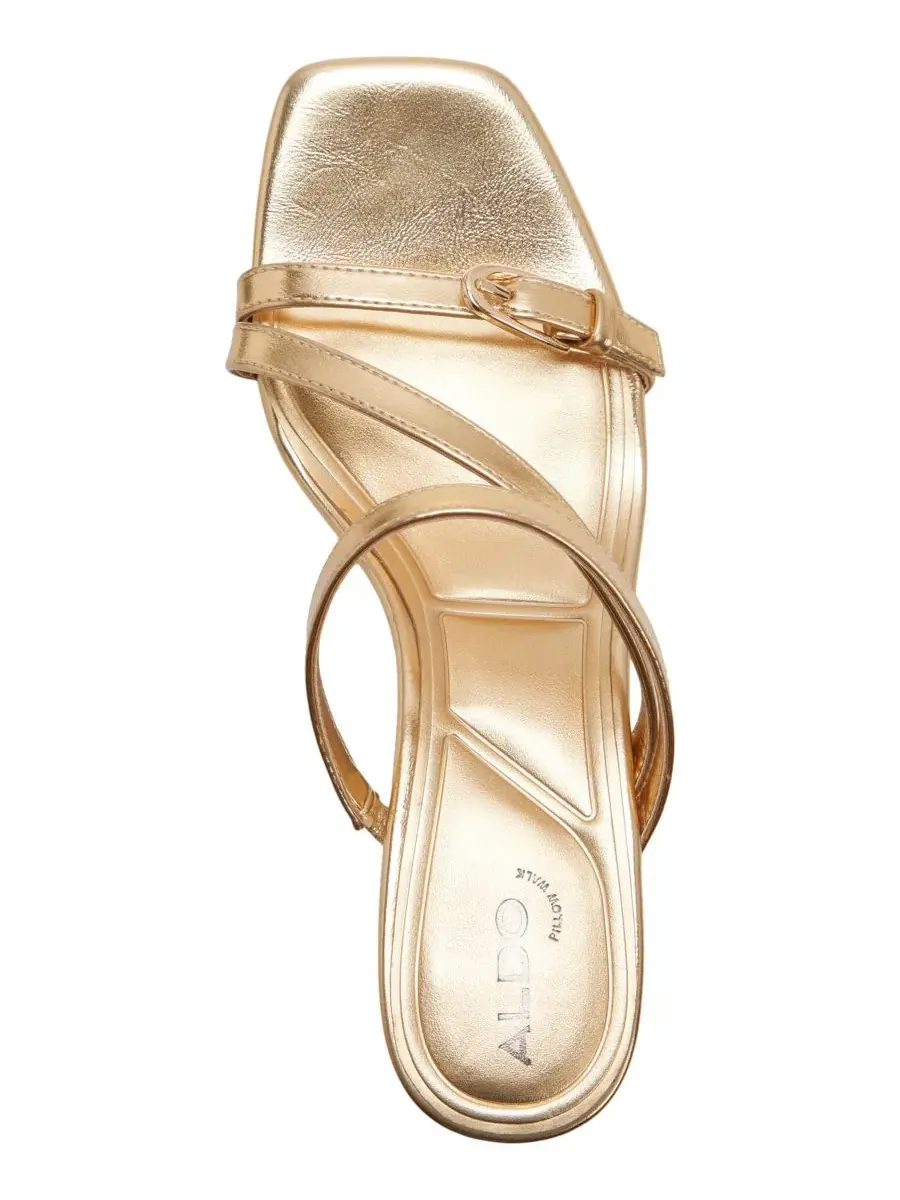 Женские босоножки на каблуке Cityverse Strappy Square Toe ALDO — изображение 4 из 5, золотистый металлик