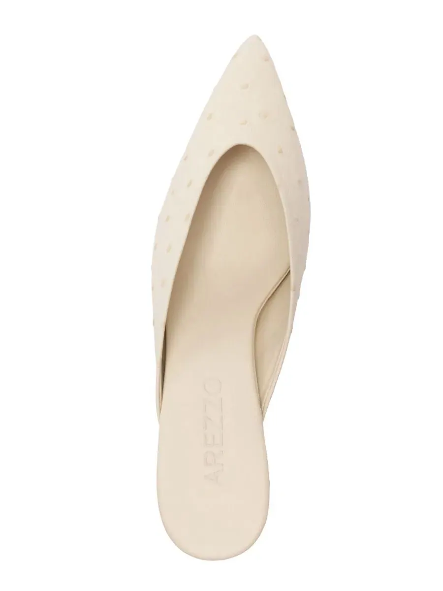 Туфли-мюли на каблуке Adeline Mid Stiletto Mule Arezzo — изображение 4 из 5, бежевый