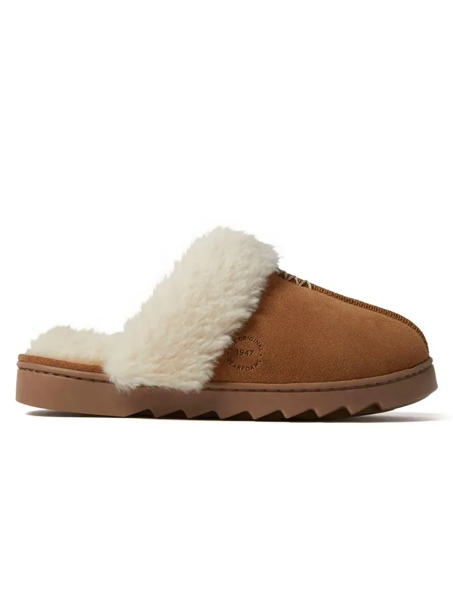Домашние тапочки Helena Genuine Suede Scuff House Shoe Slipper Dearfoams — изображение 2 из 9, орех