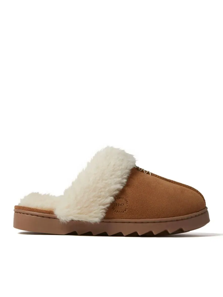Домашние тапочки Helena Genuine Suede Scuff House Shoe Slipper Dearfoams — изображение 3 из 9, орех