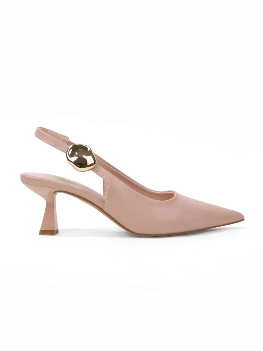 Туфли-лодочки Felina Pointed Toe Slingback Pumps с золотистым украшением BERNESS — изображение 2 из 11, бежевый