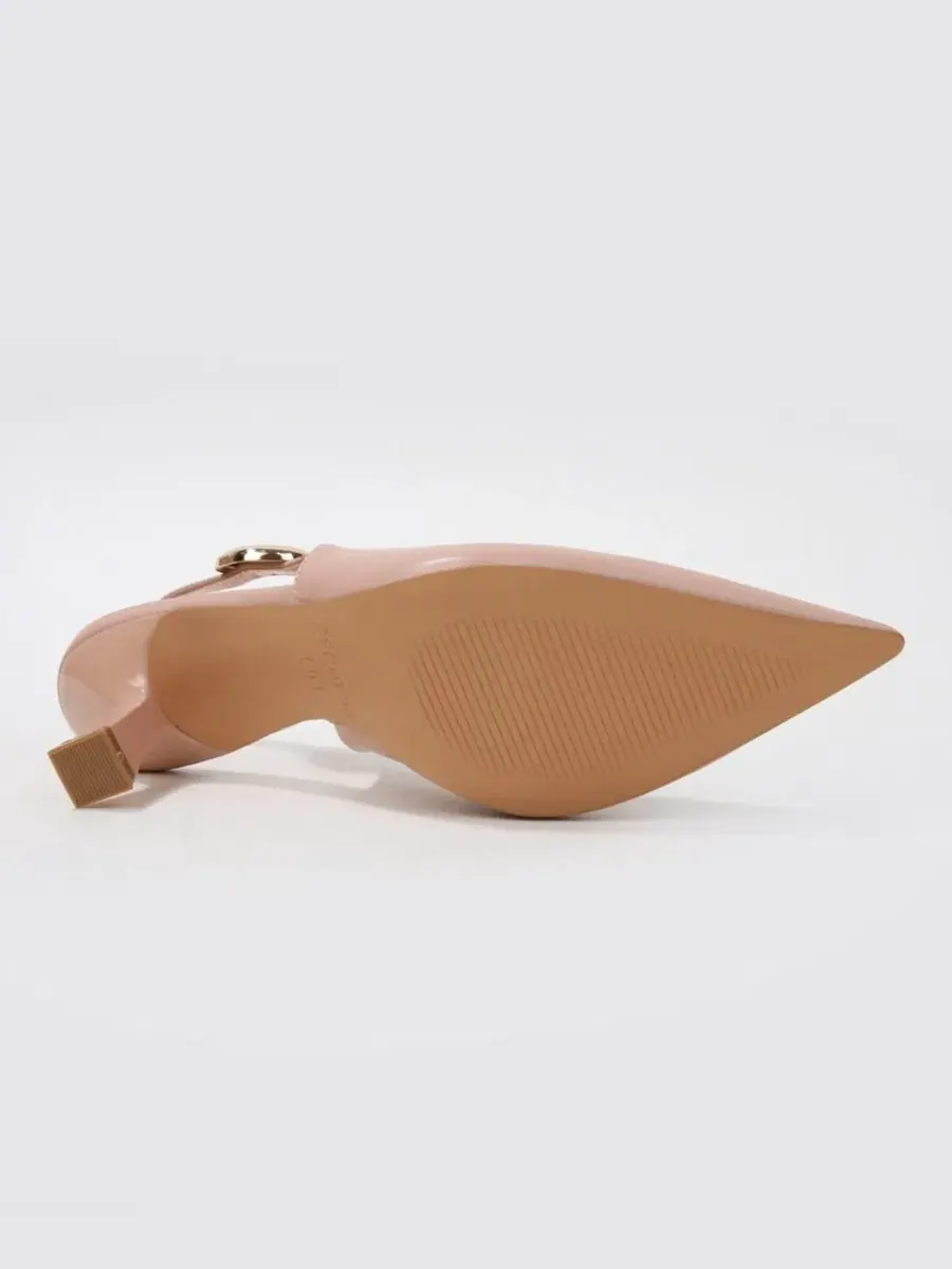 Туфли-лодочки Felina Pointed Toe Slingback Pumps с золотистым украшением BERNESS — изображение 5 из 11, бежевый
