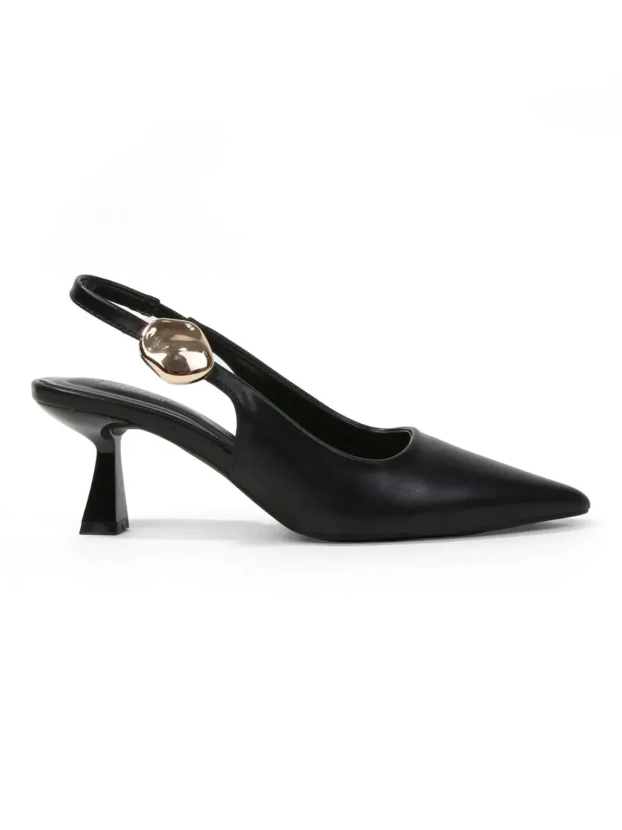 Туфли-лодочки Felina Pointed Toe Slingback Pumps with Gold Ornament BERNESS — изображение 2 из 11, черный
