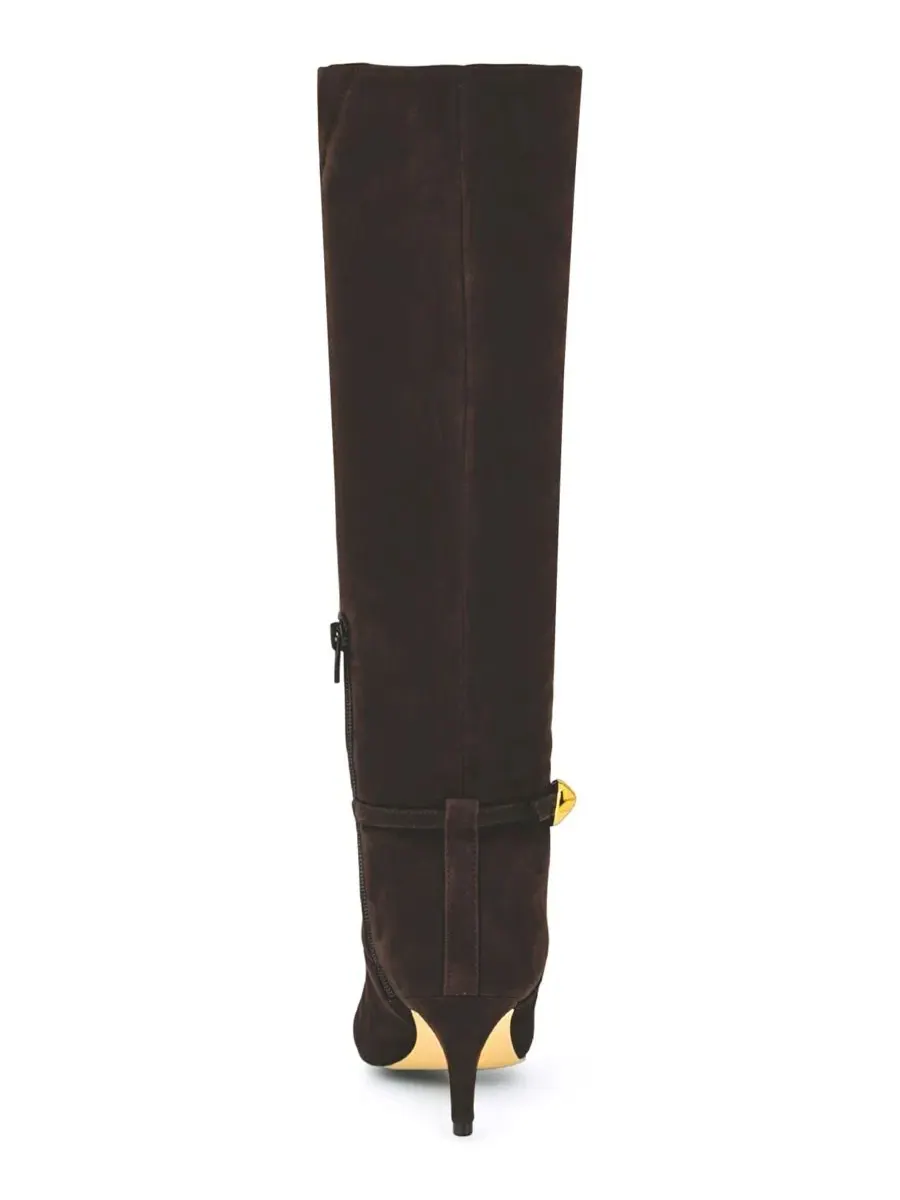 Сапоги Salla Suede Tall Kitten Heel Nine West — изображение 3 из 5, темный коричневый