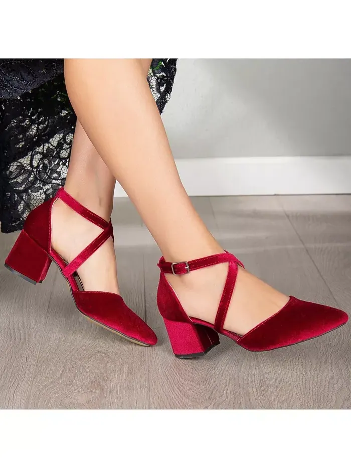 Туфли Dolly на низком квадратном каблуке Forever & Always Shoes — изображение 2 из 5, бордовый