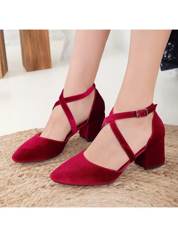 Туфли Dolly на низком квадратном каблуке Forever & Always Shoes — изображение 3 из 5, бордовый