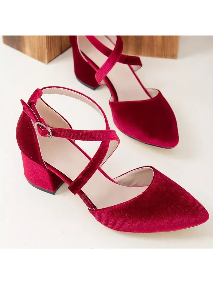 Туфли Dolly на низком квадратном каблуке Forever & Always Shoes — изображение 5 из 5, бордовый