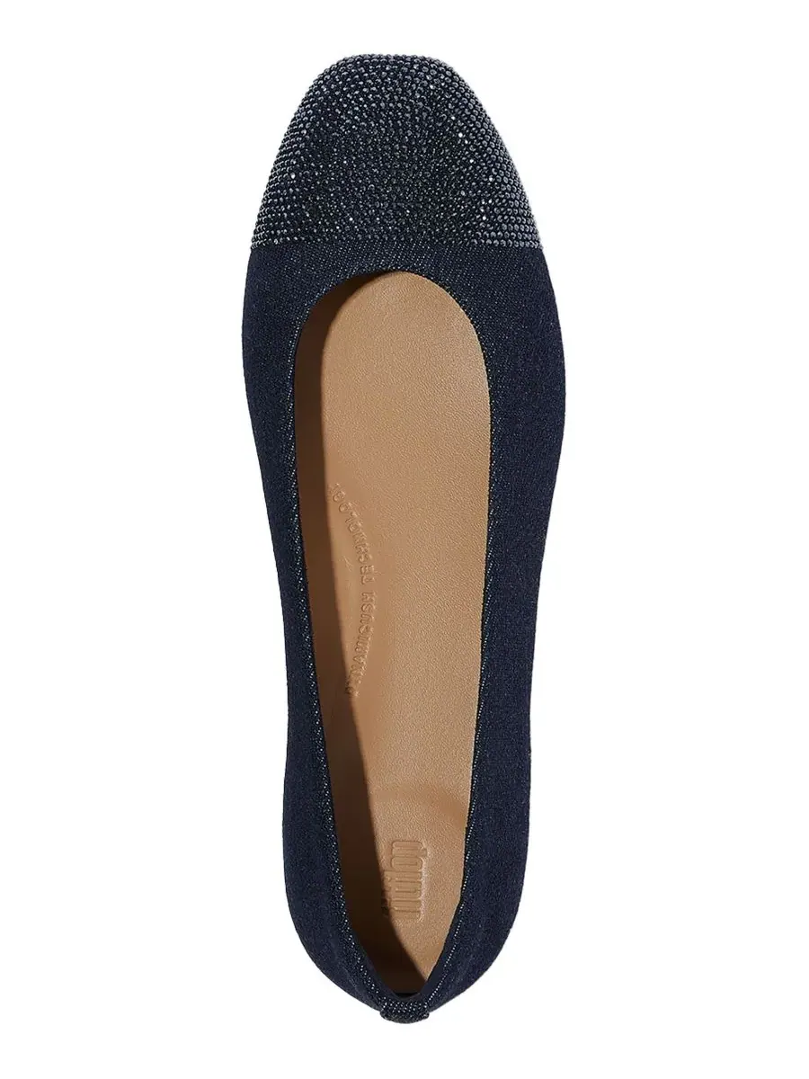Женские джинсовые балетки Delicato Crystal Cap-Toe FitFlop — изображение 3 из 7, темный джинсовый синий